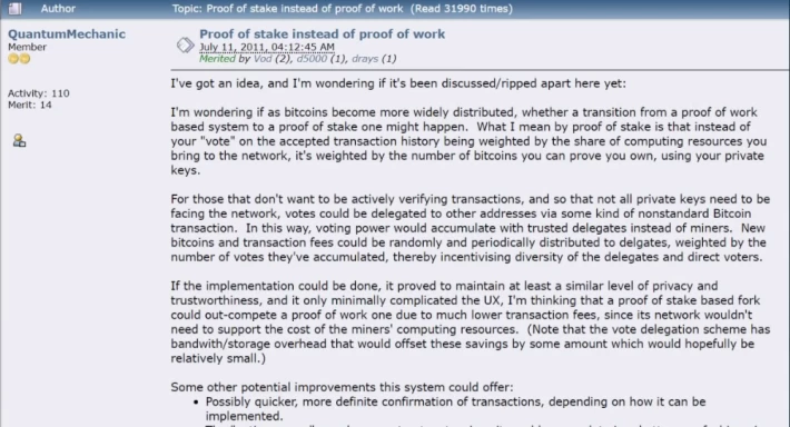 proof of stake bitcointalk