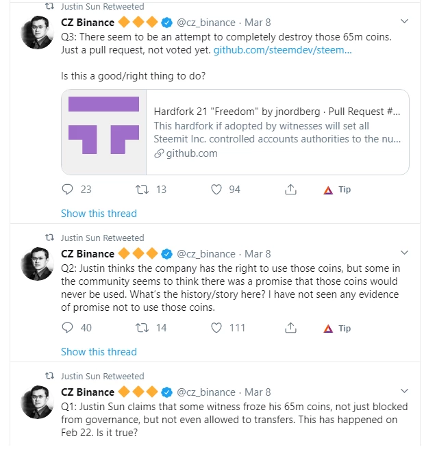 CZ on Steemblock witness issues
