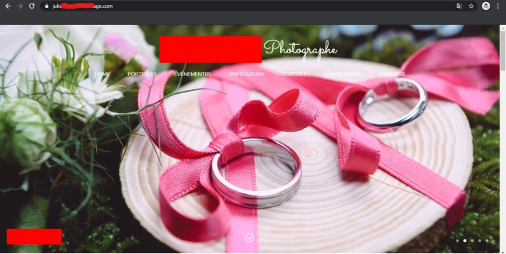 The domain’s website leads to a wedding photography page
