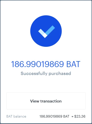 Coinbase BAT Purchase