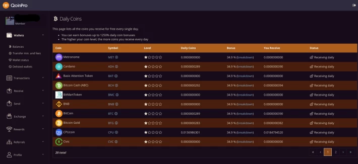 QoinPro Faucet Dashboard