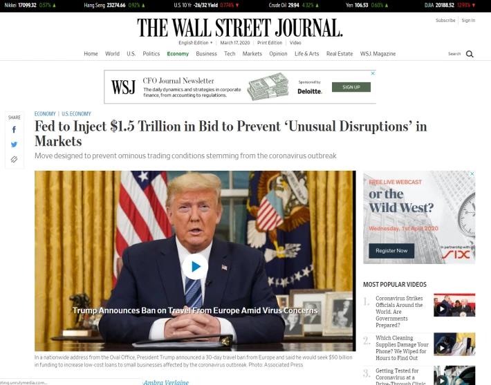 Fed to Inject $1.5 Trillion to prevent disruptions