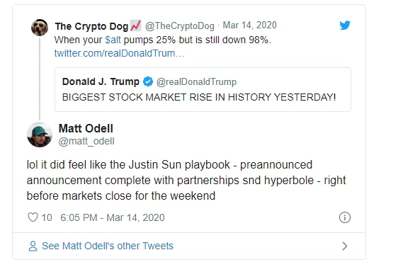 Trump tweet on stock market