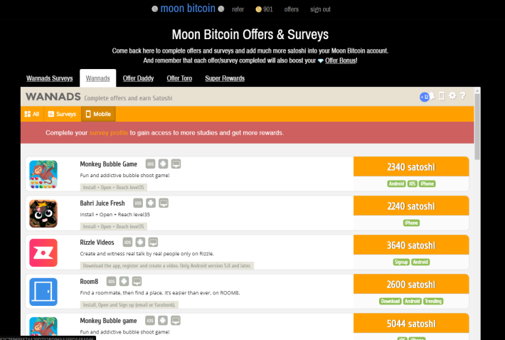MoonBitcoin Offerwall