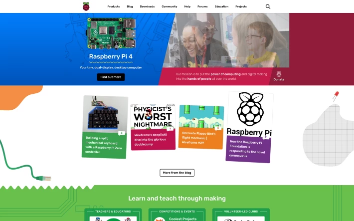 Raspberry Pi website screenshot