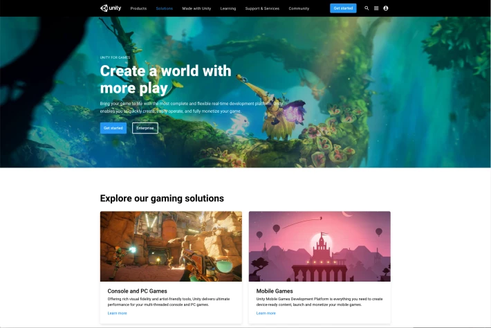 Unity website preview image