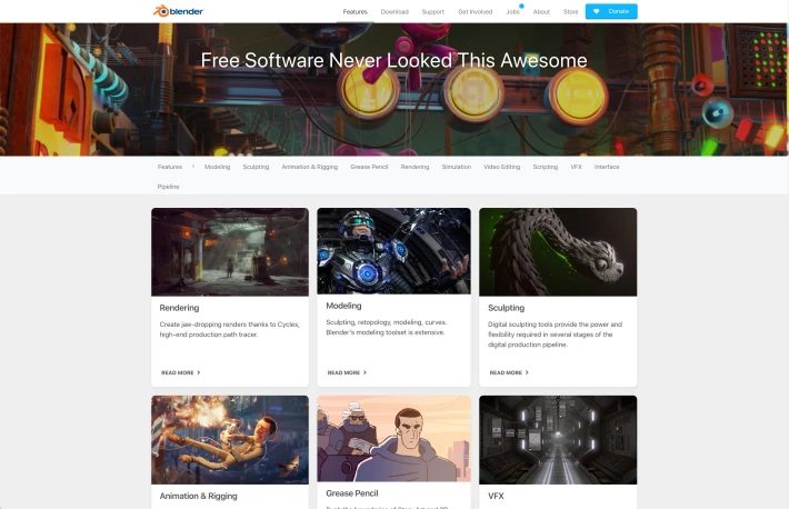 Blender website screenshot