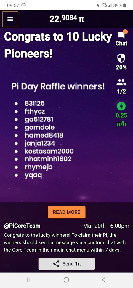 The Pi Network App layout