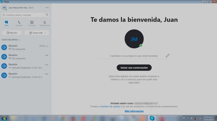 Pantalla principal de Skype