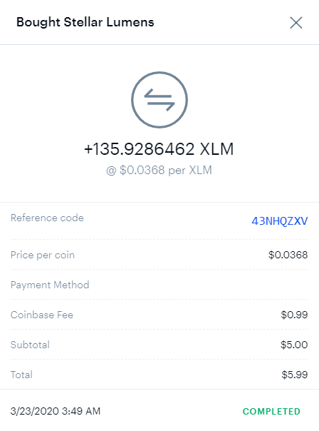 Bought Stellar on Coinbase