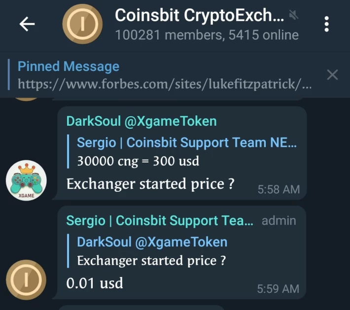 Coinsbit Telegram