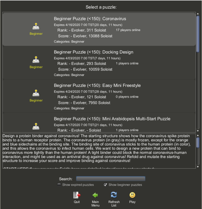 Science Puzzles in Foldit