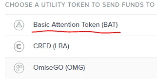 Uphold Choose A Utility Token To Send Funds To