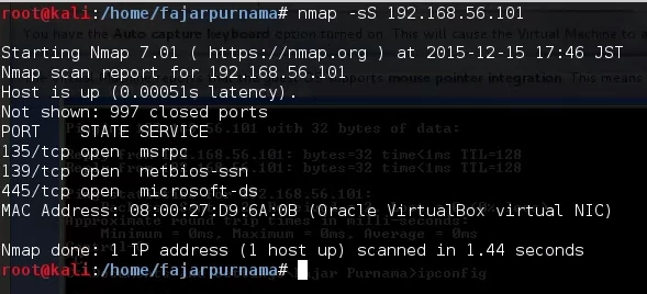 Figure 3.1 Scanning With NMAP.