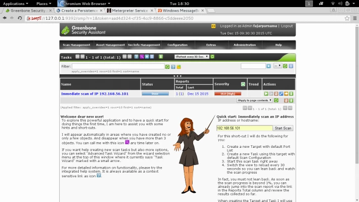 Figure 3.2 Vunerability Scanning with Openvas.