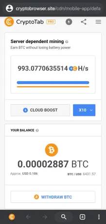 CryptoTabs cloud mining on Android