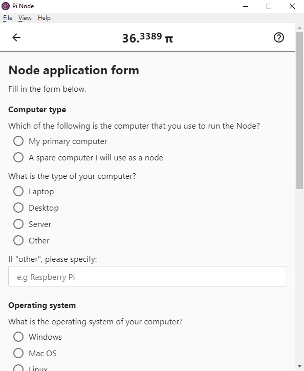 Pi Network desktop interface Pi Node application