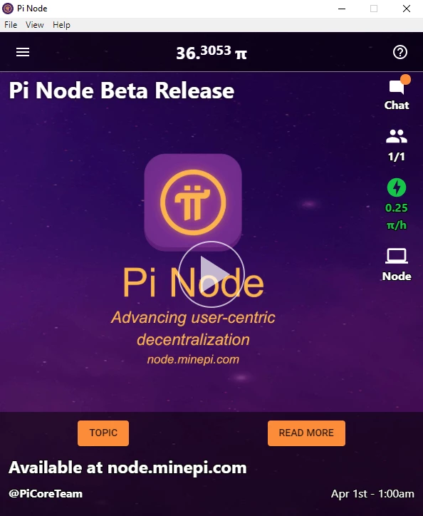 Pi Network Pi Node Beta Release desktop interface