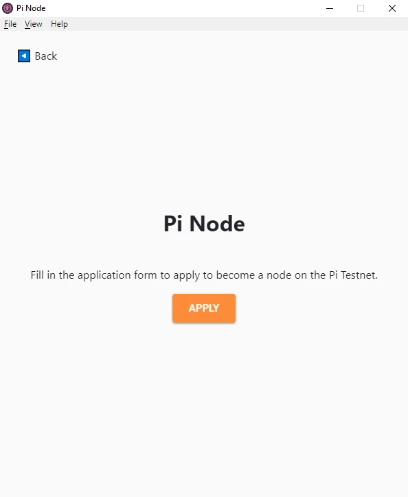 Pi Network desktop interface Pi Node application Apply button