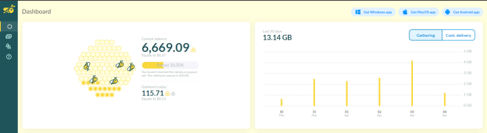 Honeygain dashboard
