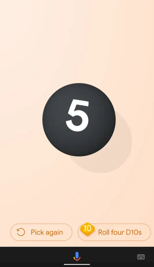 Random Number 5 Google
