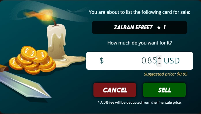 Selling a card
