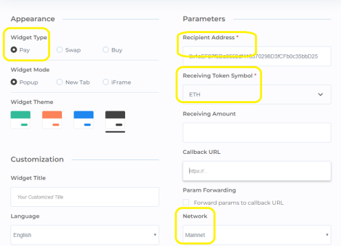 widget config