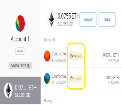 pending transactions