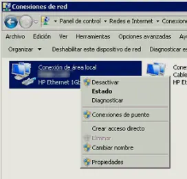 Opciones para la red activa