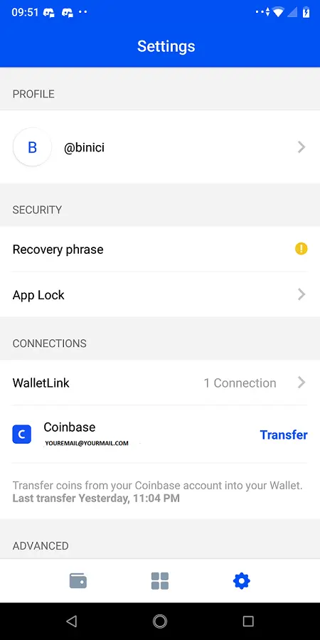Integrate Coinbase account with wallet