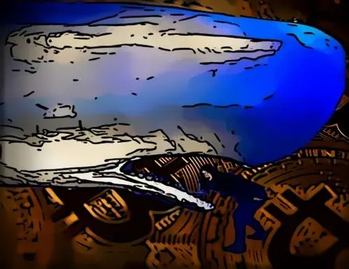A whale eating a human against a background of bitcoins. For attributions please click on image.