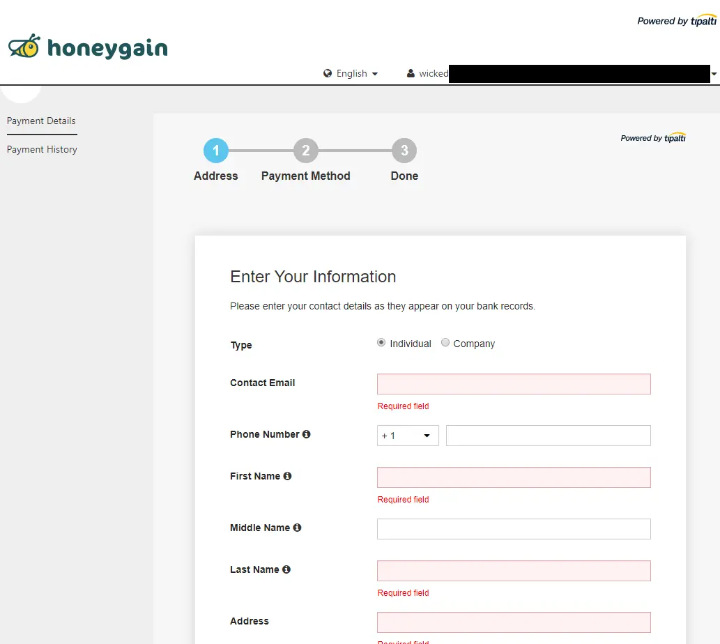 HG 6 Payment Details