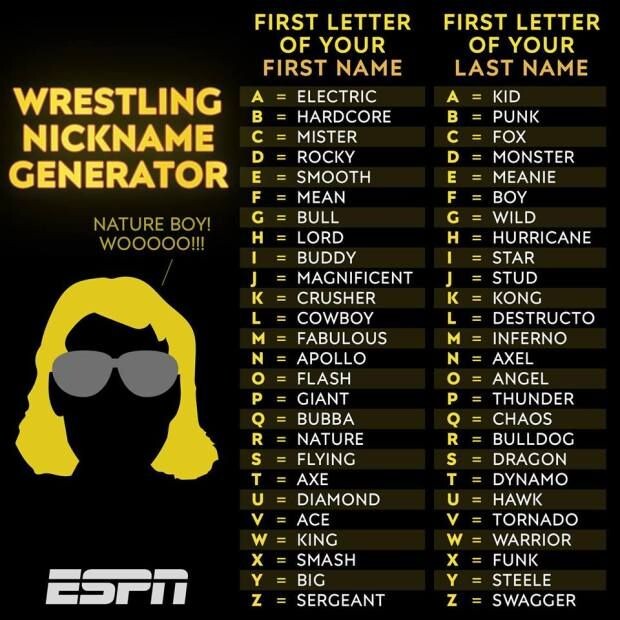 WWE wresting stage name
