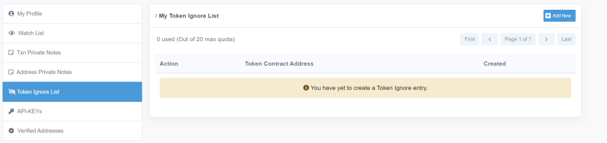 Token Ignore List - still empty