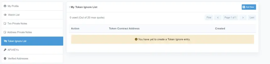 Token Ignore List - still empty