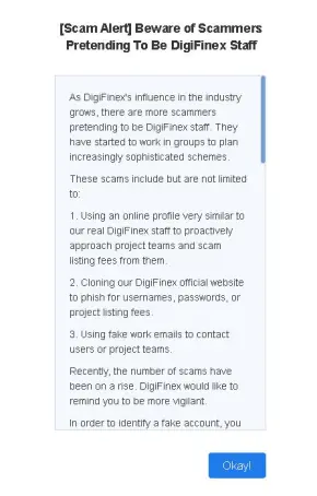 A screenshot of a warning on the listing page