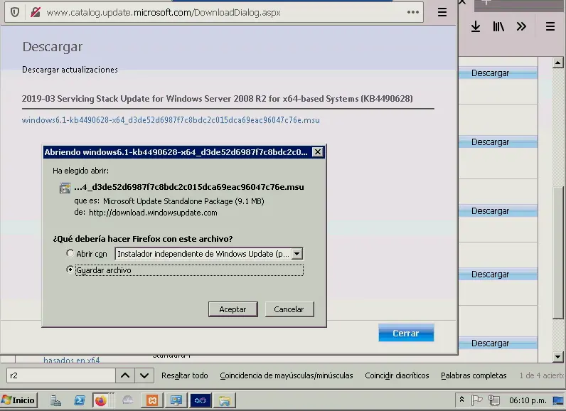 Descargando actualización