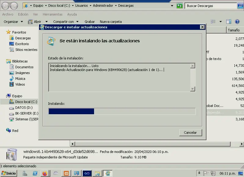 Instalando actualización