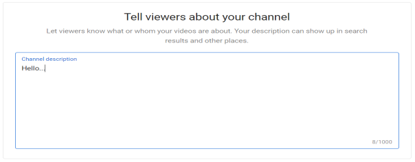tell viewers about your channel