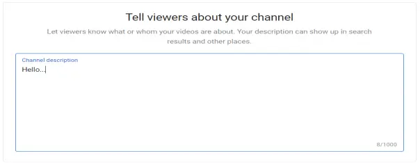 tell viewers about your channel
