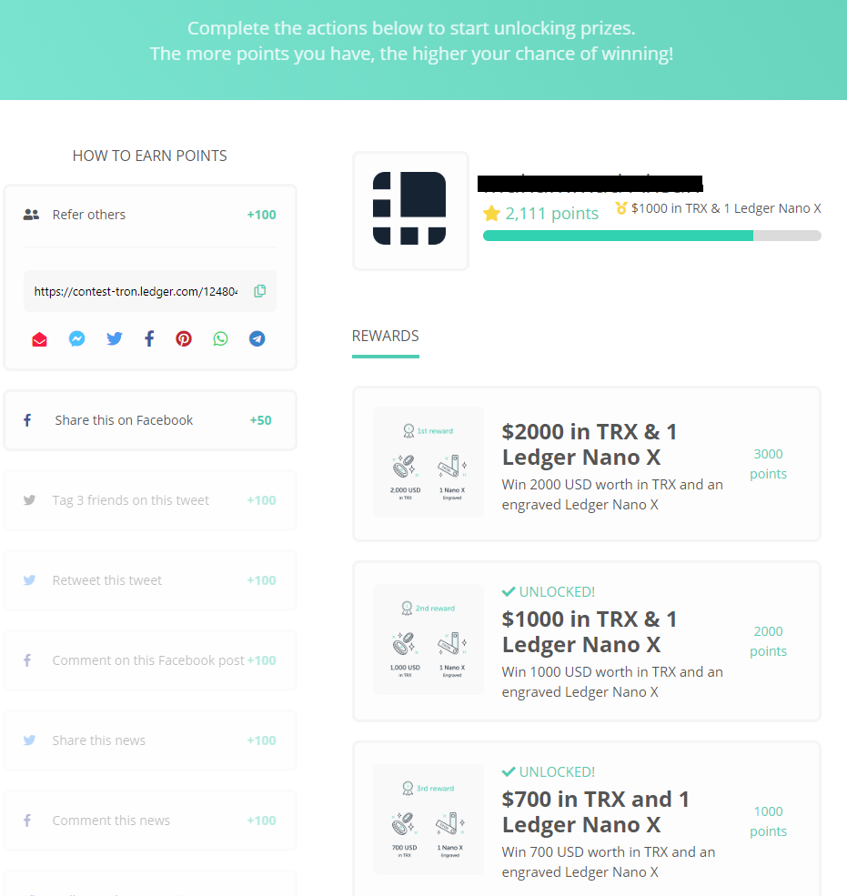 My account for ledger contest