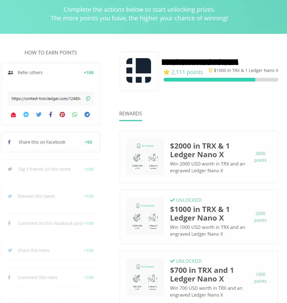 My account for ledger contest