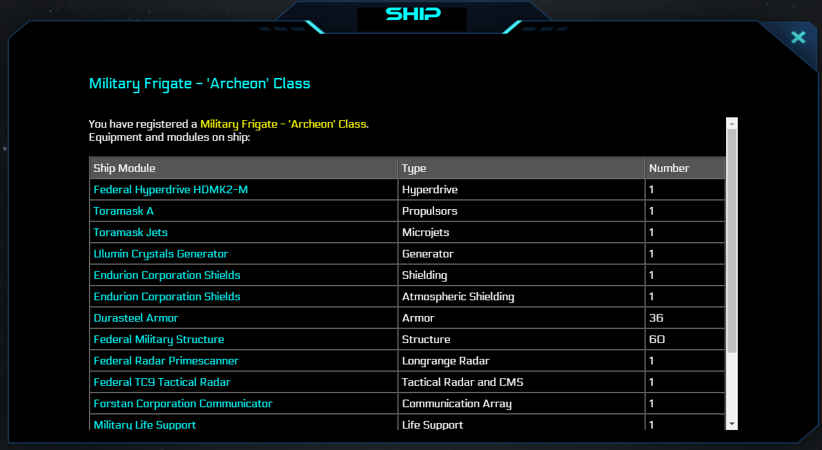 Ship stats