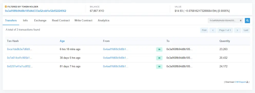 transactions from ETH scanner