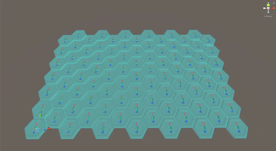 The hexagon grid with cubic x y z coordinates