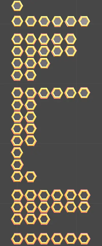 Hopefully all the possible combinations of hexagon openings and directions