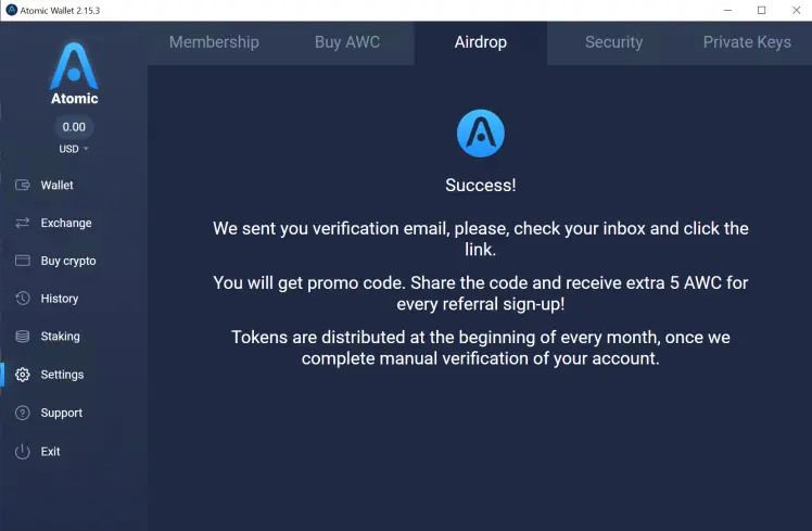 Airdrop tab
