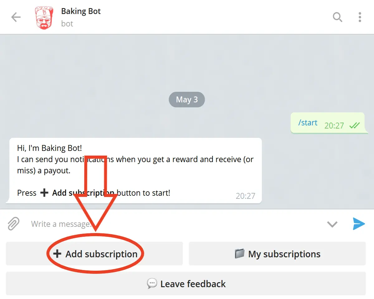 Tezos baking Bad Bot: add subscription
