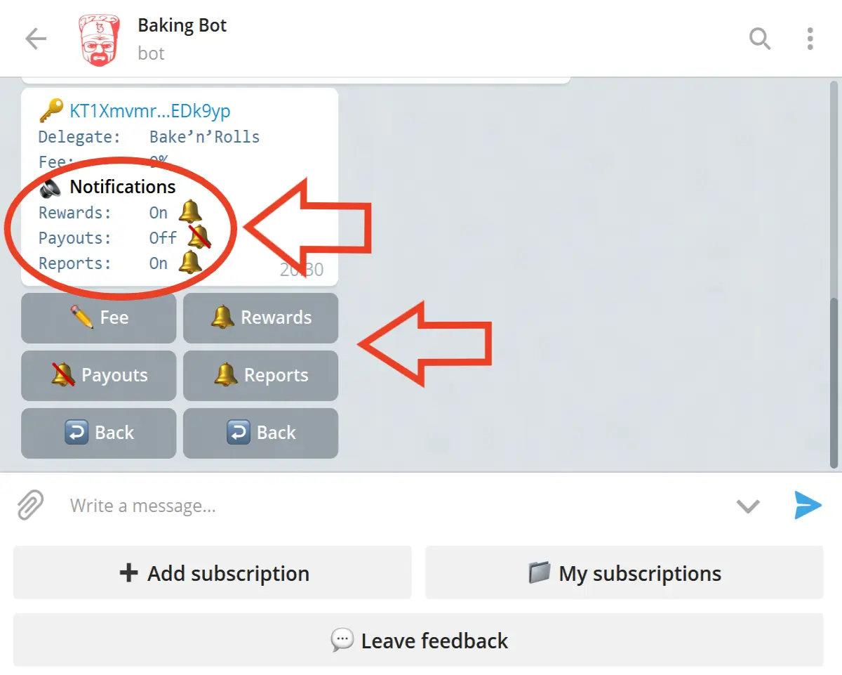 Tezos Baking Bad Bot: Notifications