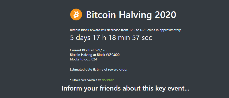 bitcoin halving countdown 2020